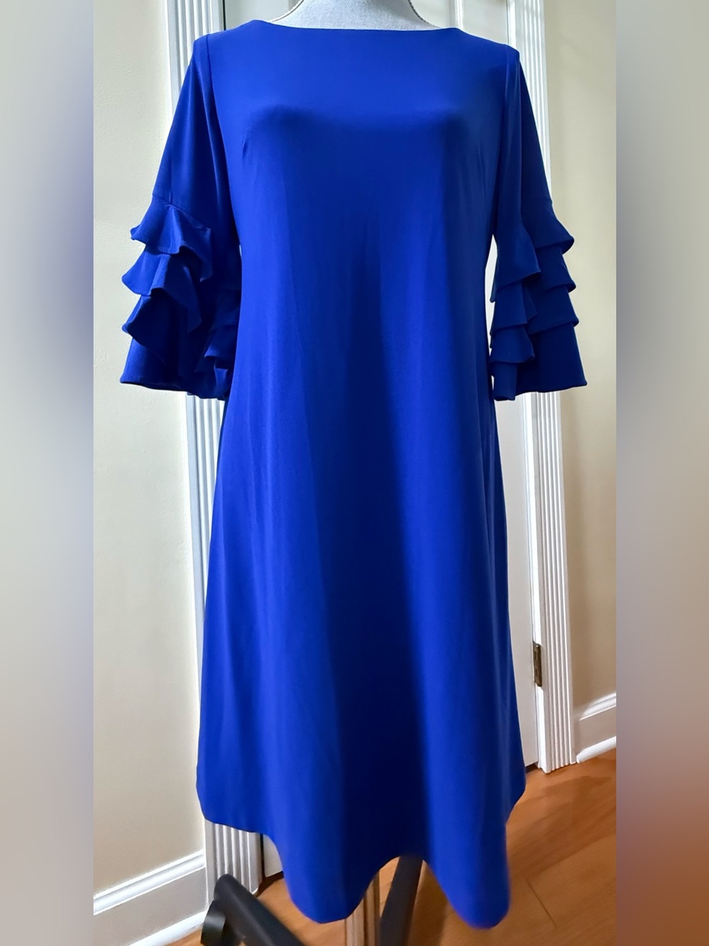 Gabby Skye Cobalt Blue Ruffle Sleeve Long Sleeve Dress